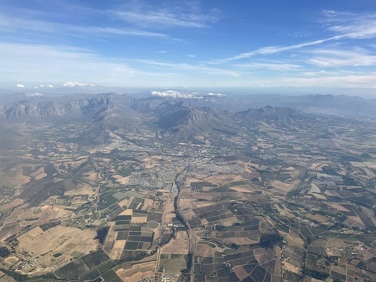 Stellenbosch aerial photo from north-west 2024-01